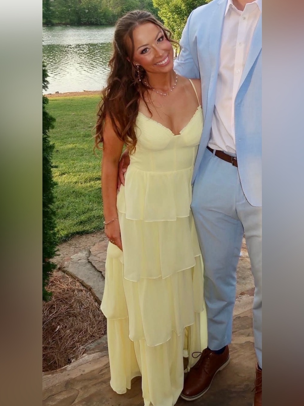 Birdy Grey Yellow Ruffle Dress with Slit